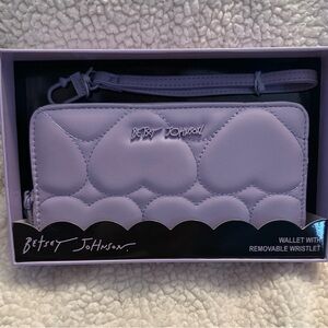 Betsey Johnson Lavender Heart Wallet with Removable Wristlet (approx 4.5 x 8)